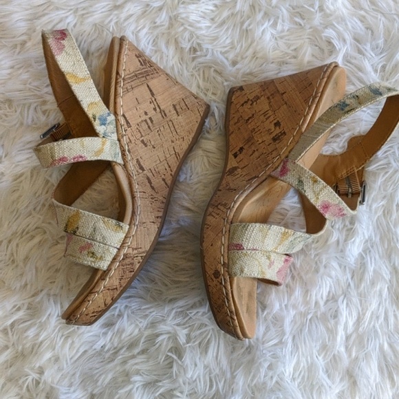 Boc Pink Floral Cork Wedges - 6